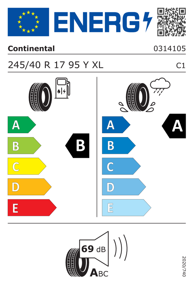 
                      
                        Continental UltraContact EVc FR XL 245/40 R17 95Y
                      
                    